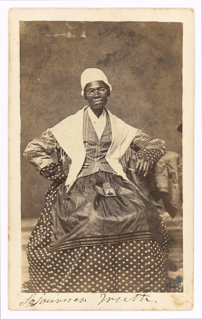 sojourner truth sitting with a small portrait of James Caldwell on her lap